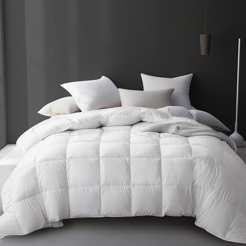 41f63pdfml.jpg Luxury White Goose Feather Down Comforter Full Queen Size, All Season Bedding with 8 Corner Loops Luxury White Goose Fea