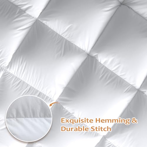 41fjeohenml 1.jpg Premium Luxury Goose Feather Down Comforter for King Size Bed, Fluffy and Cozy All Season Cover with 1000T 100% Cotto