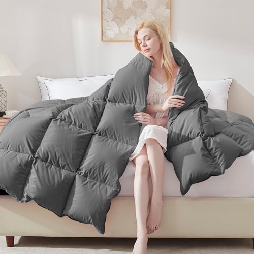 41fmkdlpril.jpg Cosybay King Size Fluffy Grey Down Fiber Comforter with Cotton Cover