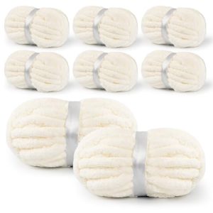 8 Packs Jumbo Chenille Chunky Yarn for Crocheting & Knitting (Cream, 8 Pack) 8 Packs Jumbo Chenille Chunky Yarn for Ha