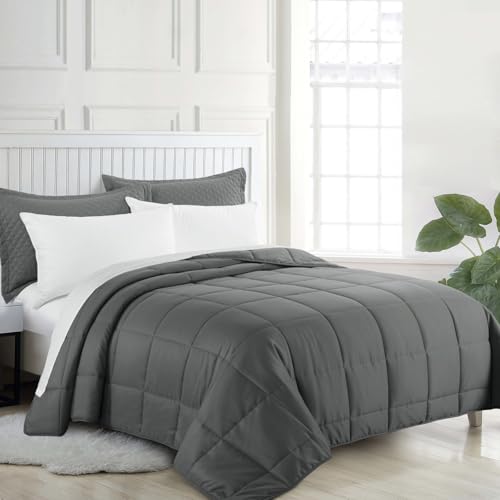 41frrq23zll 1.jpg HOMBYS Oversized King Comforter Grey for All Season Lightweight Quilted Down Alternative Duvet Insert 8 Corner Tabs Best
