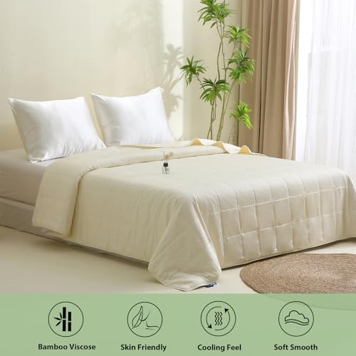 41ftkczt0ll.jpg EP Mode Lightweight Quilt Blanket for Summer, Breathable- Ivory, Twin, Natural Fiber Choice