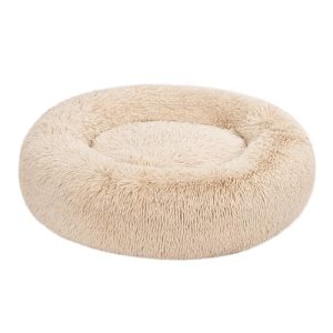 Amazon Basics Donut Pet Bed for Dog, Beige, Comfortable Sleep Aid for Dogs, Perfect for Relaxing | Amazon Basics Don
