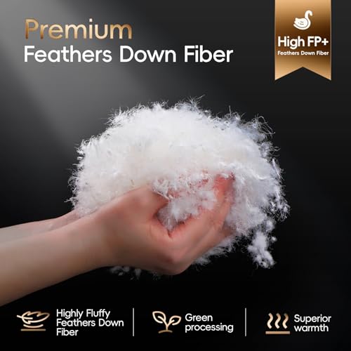 41g7dooo6al 1.jpg Luxury 900+ Fill Power Goose Feather Down Fiber Comforter for King Size - 1600 TC/DM Cotton Blend + 8 Corner Tabs + 3D B