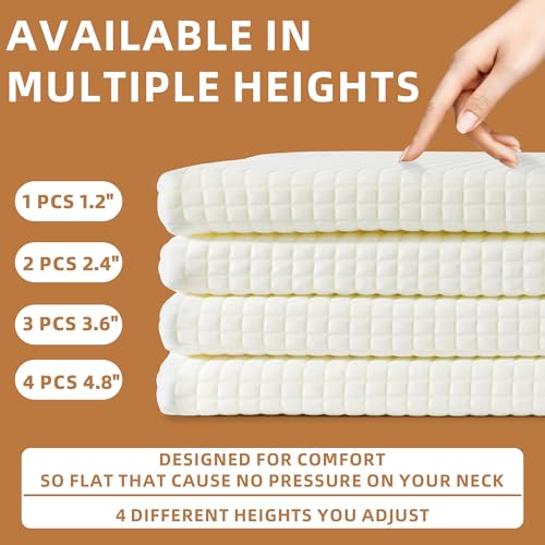 41go49oidtl 1.jpg HOMBYS Ultra Thin Memory Foam Pillow for Stomach, Back and Side Sleepers with Adjustable Heights and Removable Cover (4P