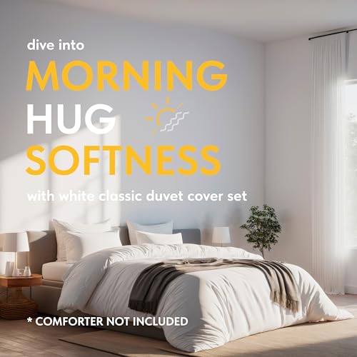 41gzorzsxfl.jpg Classic White Microfiber Duvet Cover with Zipper, King Size for Luxury Sleep | Set of 1 White King Size Down Comfort