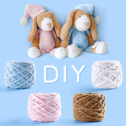 41hqpxuhc0l 1.jpg Chunky Chenille Yarn for Baby Blankets & Home Decor (Milky White)