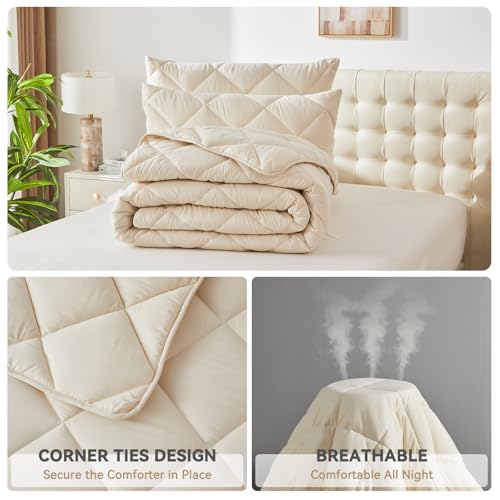41hsnvn1t8l.jpg ENJOHOS Extra Large King Beige Comforter & Pillow Cases Set