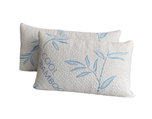 41htqy3 79l 2.jpg King Size Rayon Derived from Bamboo Pillows for Cooling Sleep, Removable/Washable Cover, Adjustable Support (2 Pack) K