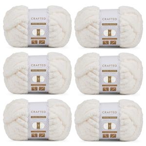 Catherine Chunky Chenille Yarn 6 Pack Ivory 7 Jumbo Gauge 31.7 Yards Each Skein 8 oz