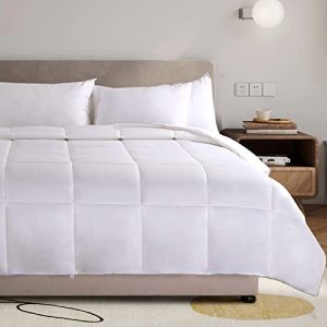 NEXHOME PRO Bamboo Viscose Super King Comforter, Cooling White Blanket for Hot Sleepers
