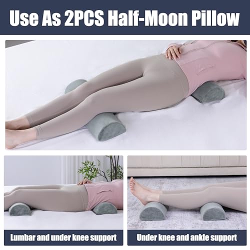 41ixeoyhwzl 1.jpg HOMBYS Memory Foam Sleep Position Training Pillow - Grey for Back and Side Sleepers Adjustable Semi Roll Body Supportive
