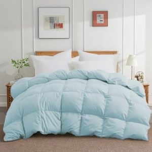 Joysoul King Size All Season Down Comforter - Ultra Soft Goose Down & Feather Fiber Fill, Luxury Hotel Blue Duvet Insert