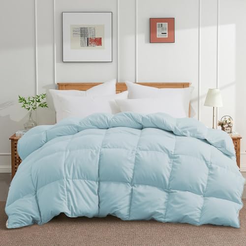 41ic1qfaxzl.jpg Joysoul King Size All Season Down Comforter - Ultra Soft Goose Down & Feather Fiber Fill, Luxury Hotel Blue Duvet Insert