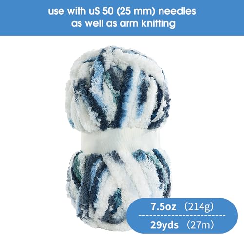 41iinbrl24l.jpg HOMBYS Super Bulky Giant Thick Yarn for Hand Knitting and Crocheting, Big Soft Plush Yarn for Chunky Blanket, Tie-Dye