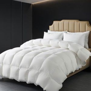 HYLEORY Luxurious 750 Fill Power Goose Feather Comforter, Queen Size 90"x90"