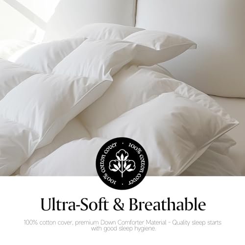 41je4zhrr0l.jpg Goose Feather Down Fiber Queen Duvet Insert Soft Comforter 100% Cotton Cover All Season Light Luxurious Hotel Bedding 88