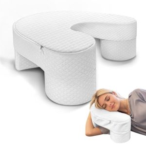 Large Ergonomic U Shape Side Sleep Pillow for Side Sleepers with High Density Foam Reduce Arm and Shoulder Pressure a