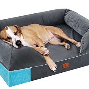 CertiPUR-US Certified Orthopedic Dog Bed Full Memory Foam, Senior Dogs, Grey, Waterproof Liner, Removable Cover | Or