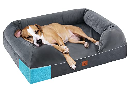41jz0fipcwl 1.jpg CertiPUR-US Certified Orthopedic Dog Bed Full Memory Foam, Senior Dogs, Grey, Waterproof Liner, Removable Cover | Or