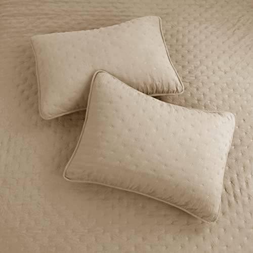41jeeq8ttml.jpg ROARINGWILD Oversized King Quilt Sets for Men and Women, Beige California King Size Lightweight Soft Bedding, Tan Cream