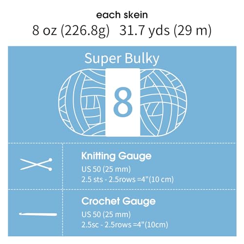 41jmtaagl 1.jpg MABOZOO Thick Chunky Yarn for Hand & Arm Knitting, Soft & Pluffy for Beginners | MABOZOO Super Bulky Big Soft Pluffy