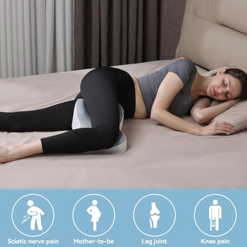 41jrcpycxul 1.jpg Cooling Longer Memory Foam Knee & Leg Pillow for Side Sleepers - Promotes Hip, Sciatica, Back, Knees, Spine & Joints