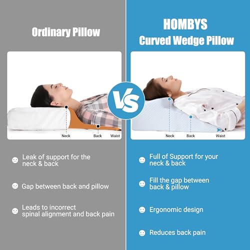 41kakehgfzl 1.jpg HOMBYS Memory Foam Wedge Pillow for Back and Side Sleepers, Exceptional Support for a Restful Night's Sleep (White, 2