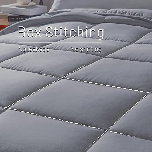 41keh5miwll.jpg NEXHOME PRO Lightweight Bamboo Viscose Comforter for Hot Sleepers, Light Grey Queen Lightweight Organic Blanket, 8 Corne