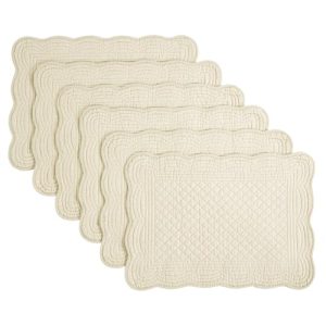 HOMBYS Quilted Placemats Set of 6 Kitchen Table Mats (Flax) OEKO-TEX STANDARD 100