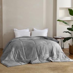 100% Rayon Derived from Bamboo Cooling Comforter for Hot Sleepers | Breathable Silk Soft Queen Size Bamboo Rayon Com