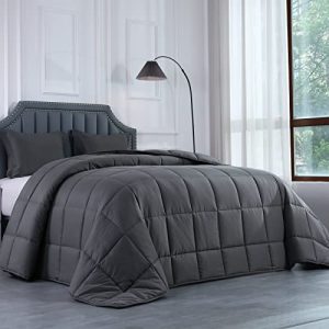 HOMBYS Alaskan King Size Comforter for All Season Grey | HOMBYS Oversized Duvet Insert and Comforter with Corner Tab
