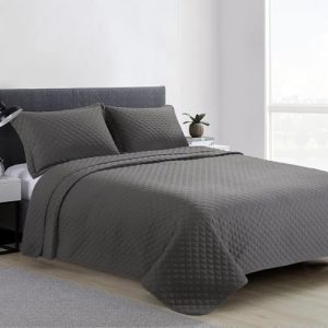 HOMBYS Oversized King Quilt Set for Summer Sleep (Super King Plus (128x120), Grey) | HOMBYS Reversible Lightweight C