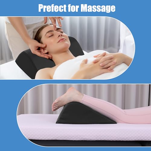 41kkxzd9f5l 1.jpg HOMBYS Wedge Bolster Pillow for Legs - Massage Table Triangle Support Pillow, PU Leather Waterproof Foam Tattoo Relie