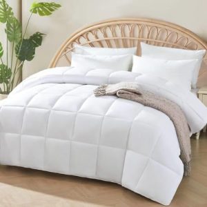 Bamboo Viscose Comforter for Hot Sleepers - Breathable & Silky Soft (King Size, White)
