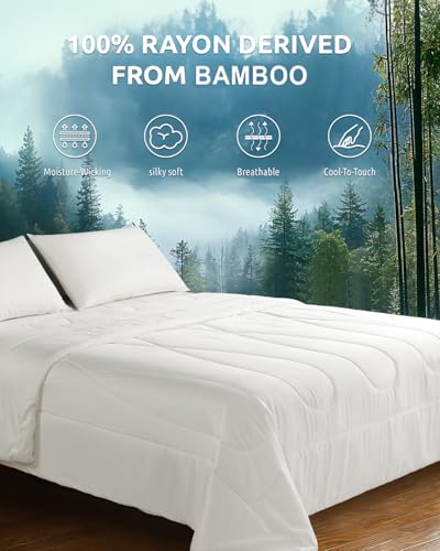 41l3mqoosdl 1.jpg Shilucheng Cooling Comforter Queen Size, 100% Viscose Derived from BambooShell, Breathable Soy Fiber and Bamboo Fill Duv