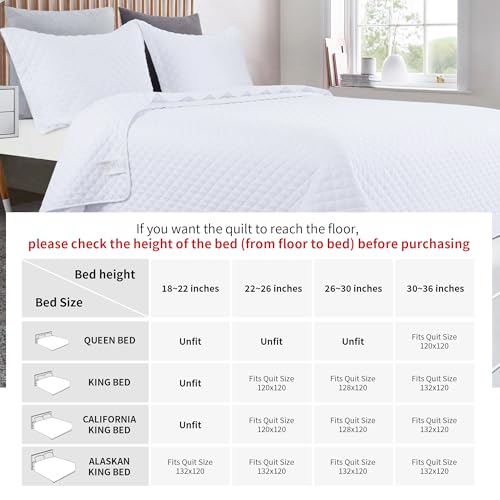 41l4cbqf9kl.jpg HOMBYS Super King Plus 128x120 Oversized Quilt Set for Summer Lightweight and Reversible White Comforter Set