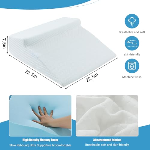 41lqfeo1k1l.jpg HOMBYS Memory Foam Wedge Pillow for Back and Side Sleepers, Exceptional Support for a Restful Night's Sleep (White, 2