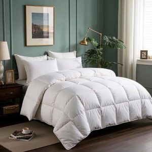 Serta Goose Feathers Down Fiber Comforter Queen Size Duvet Insert for Hotel-Like Luxury and All Season Comfort Serta Goo