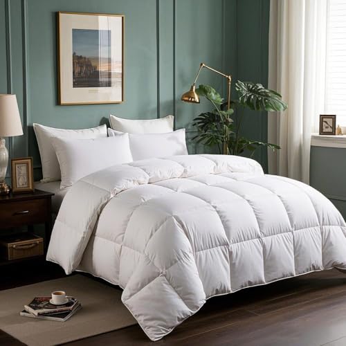 41lj6cd2wjl.jpg Serta Goose Feathers Down Fiber Comforter Queen Size Duvet Insert, 100% Cotton, Hypoallergenic Comforter, Hotel Luxury W
