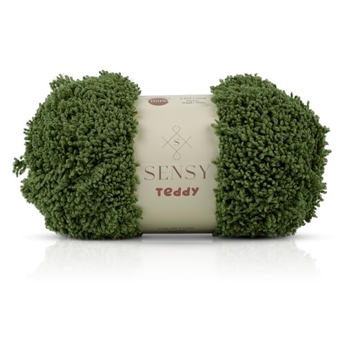 41m6tiukm2l.jpg Sensy Teddy Sheepy Sherpa Fleece Yarn - Soft & Cozy for Baby Blankets, 109 Yards, Gauge 5 Bulky (Green)