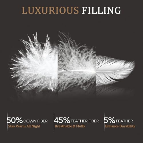 41miyfuiuzl.jpg Downluxe Luxurious Down Comforter Queen Size with Premium Fabric and All Seasons Medium Warmth Duvet Insert (90x90, Quee