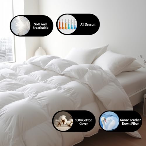41mknclgi8l 1.jpg Goose Feather Down Fiber Comforter - Queen Size Duvet Insert Goose Feather Down Fiber Comforter - Ultra Soft Luxurious