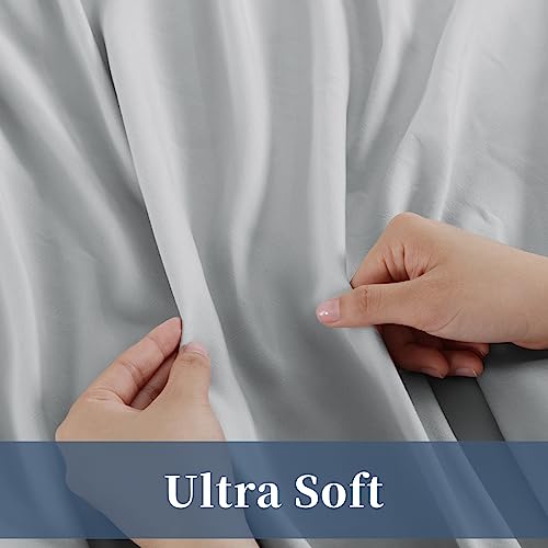 41mr70vnwol 2.jpg HOMBYS Light Grey Oversized King Flat Sheets, Soft & Durable, 120x120 Inches