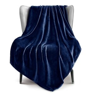 Exclusivo Mezcla Extra Large Fleece Throw Blanket for Couch and Sofa, Super Soft and Warm 300GSM Blankets, Navy Blue All
