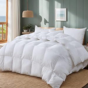 Luxury Goose Down Comforter King Size for All Season Slumber | 750 Fill Power Goose Feather Duvet King Size - 100% O