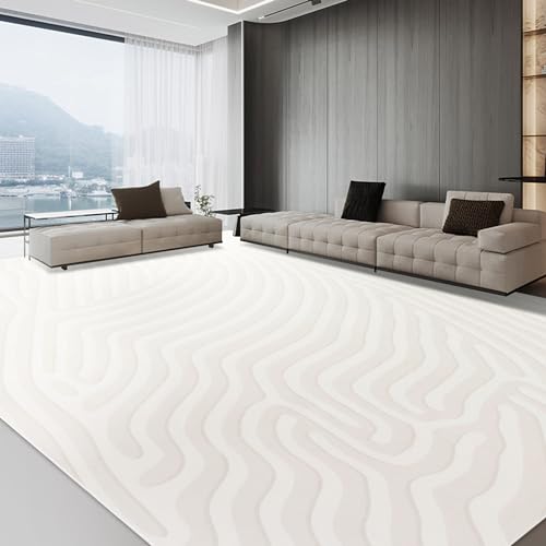41mtcqchyl 2.jpg HOMBYS 9x12 Contemporary Striped Area Rug for Living Room, Minimalist Home Deco Non-Shedding Beigerug, Large Modern Floo
