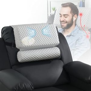 HOMBYS Cooling Neck Pillow with Shoulder Support, Extra Large & Non-Slip, Grey
