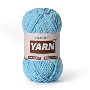 Chenille Crochet Baby Yarn - Fluffy Velvet for Blankets & Amigurumi (Azure)