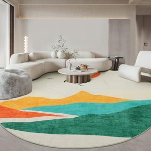 HOMBYS Modern Round Area Rug for Living Room and Bedroom HOMBYS 7ft Round Area Rug for Indoor Office and Dining Room HOM